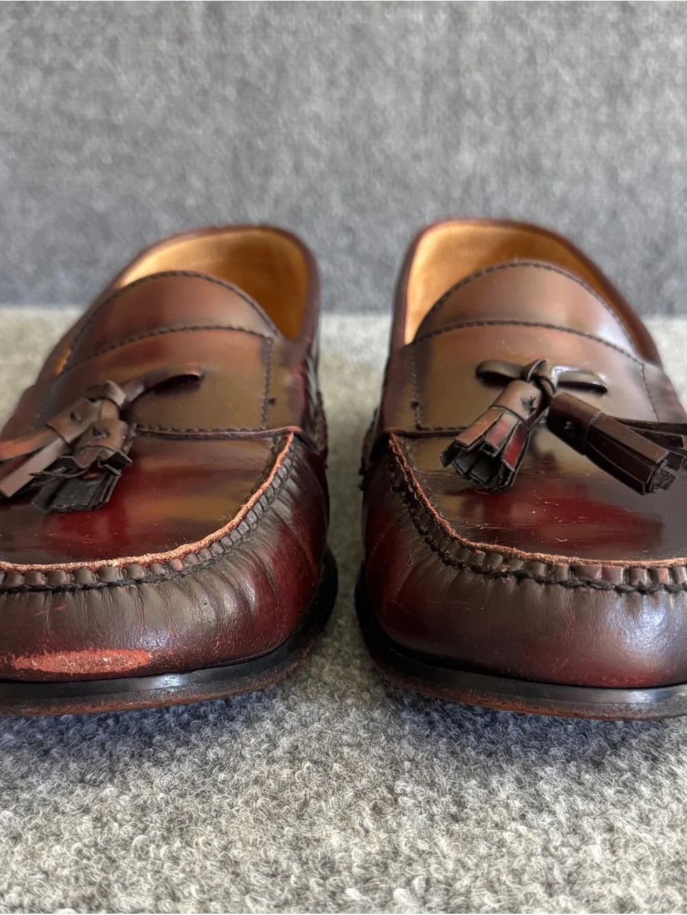 Cole Haan Pinch Tassel Loafers 14D Burgundy Oxblood Leather Moc Toe Slip On